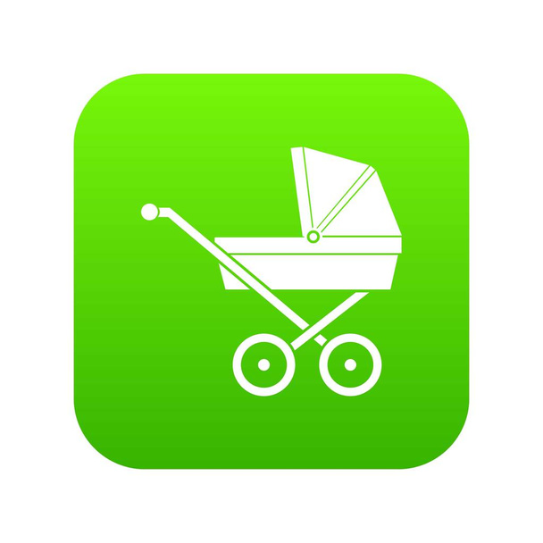 Baby carriage icon digital green - Vetor, Imagem