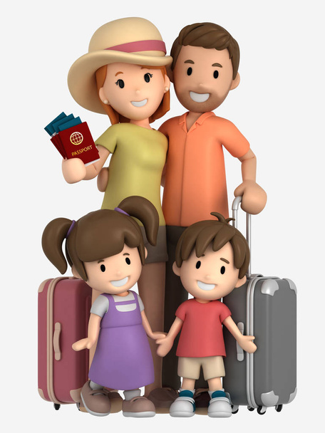 3d render of a family having a vacation trip - Photo, Image