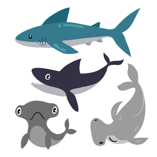 shark vector collection design, marine life vector collection design - Vetor, Imagem