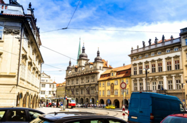 Blurred view of Old Prague street in Mala Strana . Czech Republic - Φωτογραφία, εικόνα