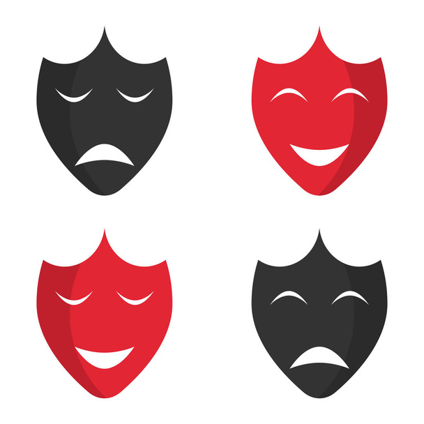 マスクのセットです。感情。黒と赤。気分。あなたのデザイン。オブジェクト。アイコン. - ベクター画像