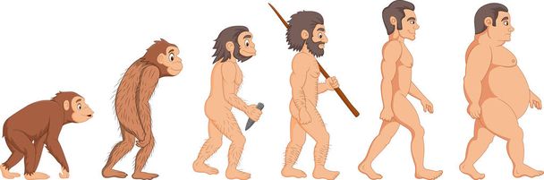 Illustratie van de evolutie van de mens van de cartoon - Vector, afbeelding