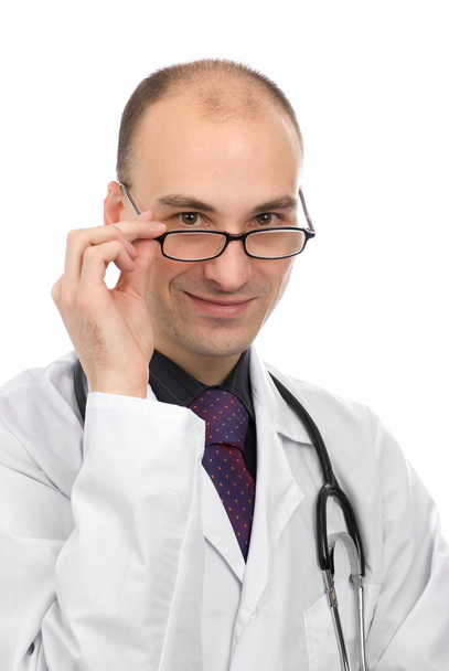Uśmiechnięty lekarz ze stetoskopem - Zdjęcie, obraz