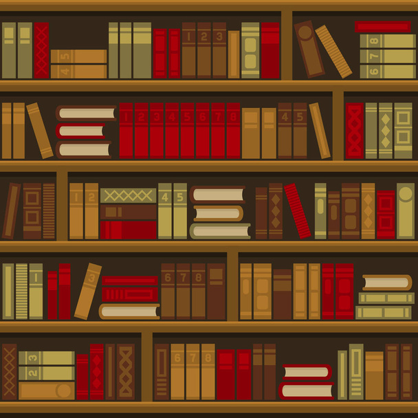 Library Book Shelf Seamless Background. Vector - Vector, Image