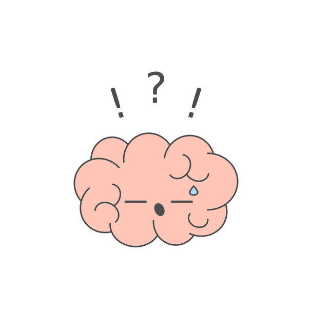 cute cartoon brain with question funny vector concept illustration - Vector, Image