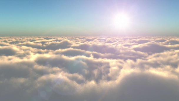 Rundflug über den Wolken in Richtung Sonne - Filmmaterial, Video