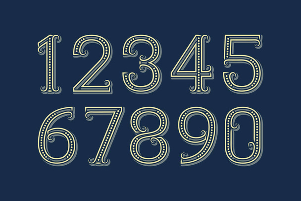Fancy vector numbers in patterned retro style. - Vector, Image