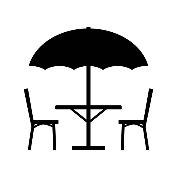 Mesa Parasol y sillas Icon.Vector Ilustración
 - Vector, Imagen