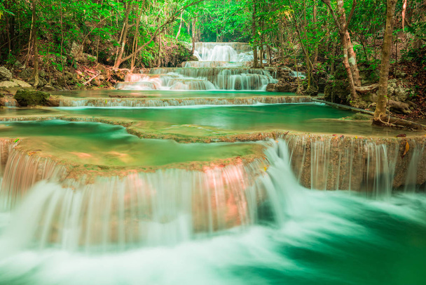 Huay Mae Kamin waterfall at National Park in Thailand - Фото, изображение