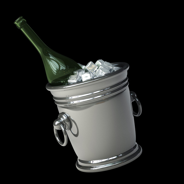 Bottle champagne in a bucket with ice - Fotó, kép
