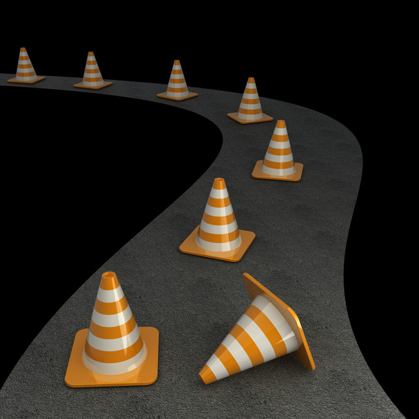 Orange highway traffic cone with white stripes - Foto, afbeelding