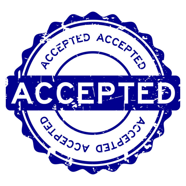 Grunge azul aceptado sello de goma redonda sobre fondo blanco
 - Vector, imagen