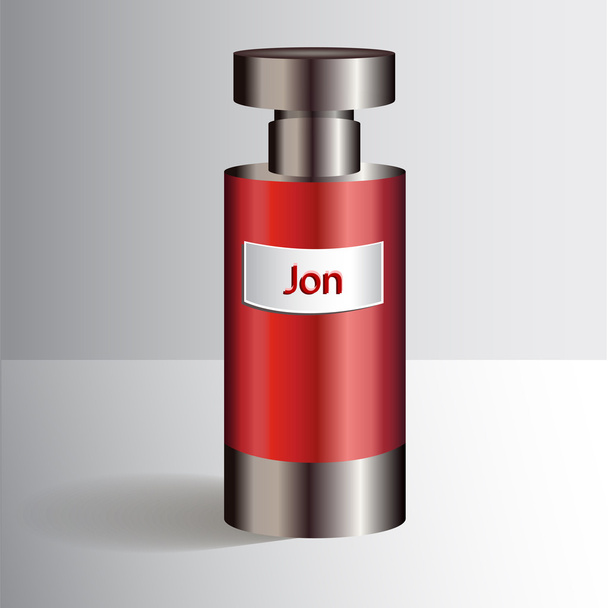 rote Flasche mit Flüssigkeit für Kosmetik - Vektor, Bild