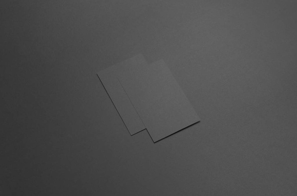 Black Business Card Mock-Up (85x55mm) - Two Overlapping Cards - Fotoğraf, Görsel