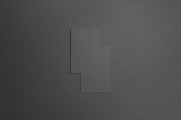 Black Business Card Mock-Up (85x55mm) - Two Overlapping Cards - Foto, Imagem