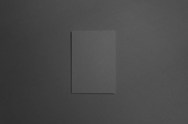 Black A6 Bi-Fold / Half-Fold Brochure Mock-Up - Front - Zdjęcie, obraz
