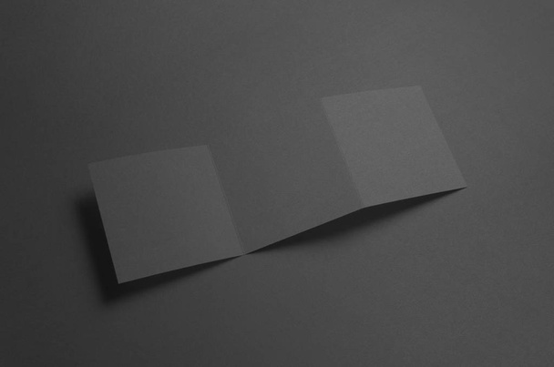Black Square Z-Fold Brochure Mock-Up - 写真・画像