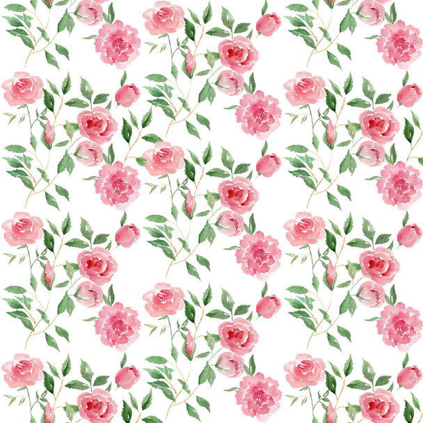 Aquarel vintage rozen patroon - Foto, afbeelding