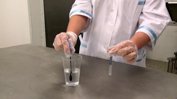 Test for bacteria in food industry. - Video, Çekim