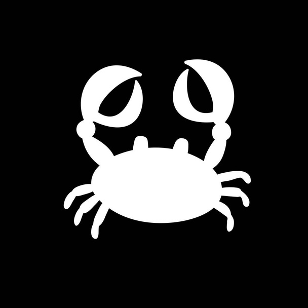 Vector white silhouette illustration of crab or cancer icon isolated on black background. - Vector, Image