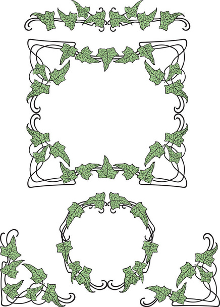 Διανυσματική εικόνα της αμπέλου διακοσμητικά σε σχήμα των διάφορων πλαισίων - Διάνυσμα, εικόνα