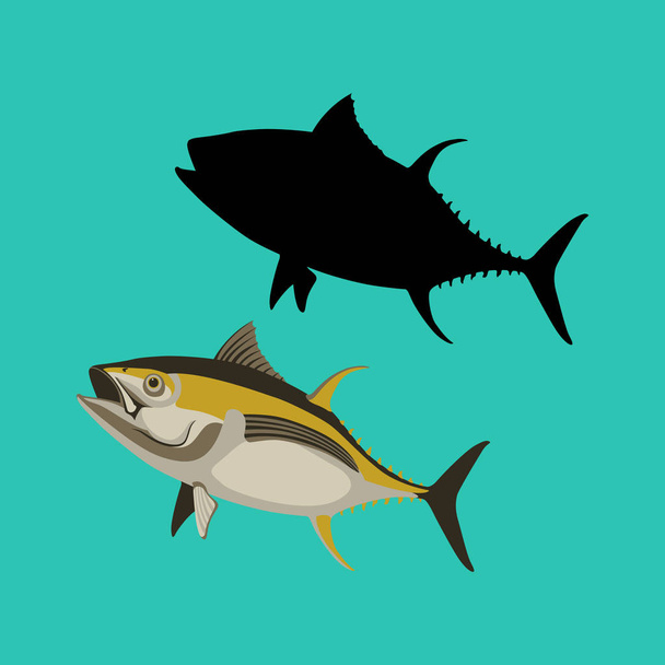 yellow tuna fish vector illustration flat style  - Vector, Image