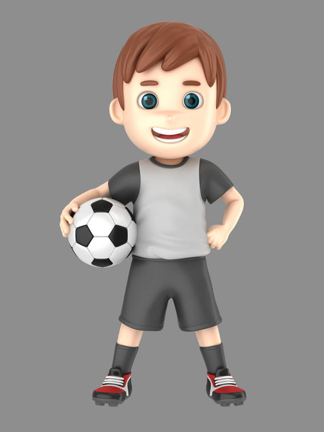 3d illustration of a boy in soccer uniform - 写真・画像