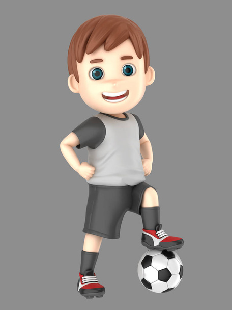 3d иллюстрация мальчика в футбольной форме
 - Фото, изображение