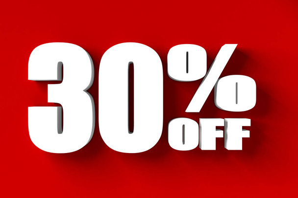 3d render of 30 percent off in red background - 写真・画像