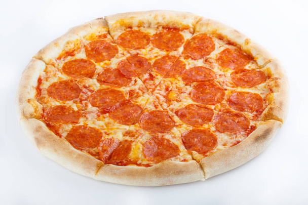 fresh italian classic original  pizza isolated on white background - Фото, изображение