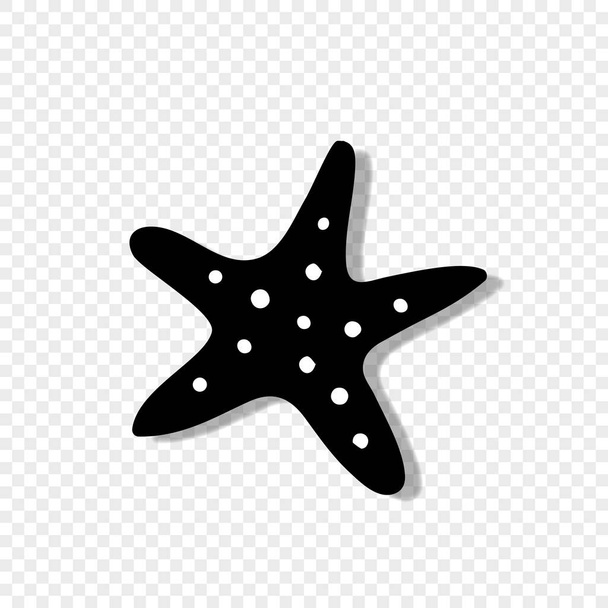 Vector black silhouette illustration of starfish icon isolated on transparent background. - Vector, Image