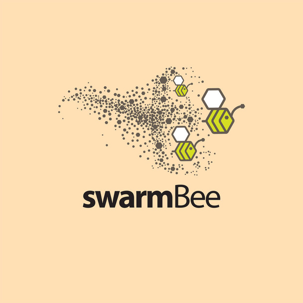swarm bee logo vector element. bee vector template - Vector, Image