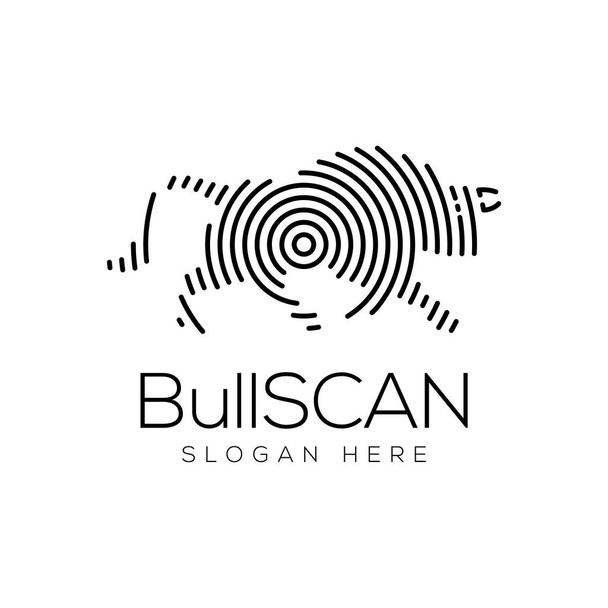 Bull Scan elemento vetor logotipo tecnologia. Modelo de logotipo de tecnologia animal
 - Vetor, Imagem