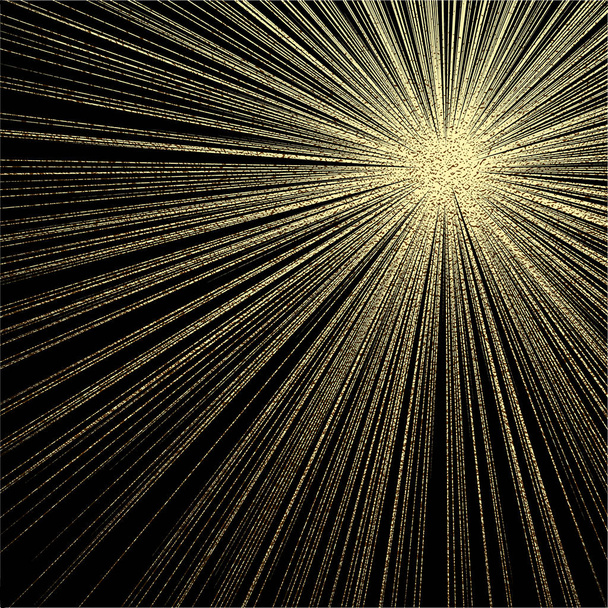爆発のベクトル図です。太陽光線や輝きを持つスター バースト要素。グリーティング カード、ポスターのゴールド クリスマス要素です。黄金の輝きのグリッター。光線の効果. - ベクター画像
