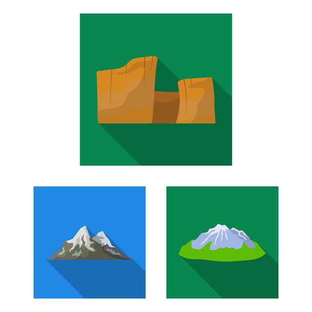Different mountains flat icons in set collection for design.Mountains and landscape vector symbol stock web illustration. - Vector, afbeelding