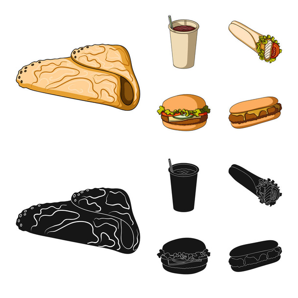 Rápido, comida, comer y otro icono de la web en dibujos animados, estilo negro.Panqueques, harina, productos, iconos en la colección de conjuntos
. - Vector, Imagen