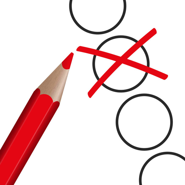 pluma roja con cruz para simbolismo electoral
 - Vector, imagen