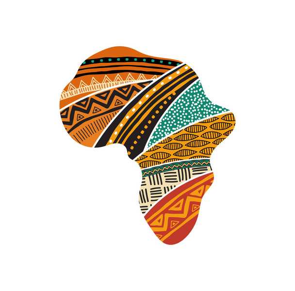 Afrikaanse kaart silhouet met een traditionele patroon. Conceptontwerp en illustratie - Vector, afbeelding