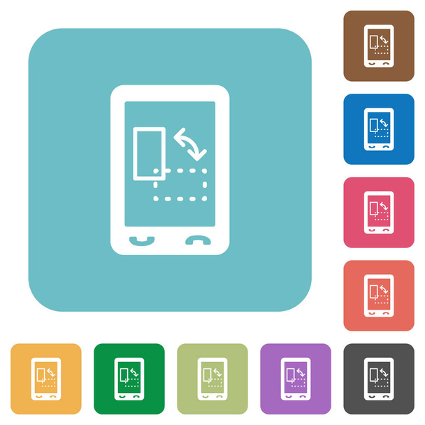 Girosensor móvil blanco iconos planos en fondos cuadrados redondeados de color
 - Vector, Imagen
