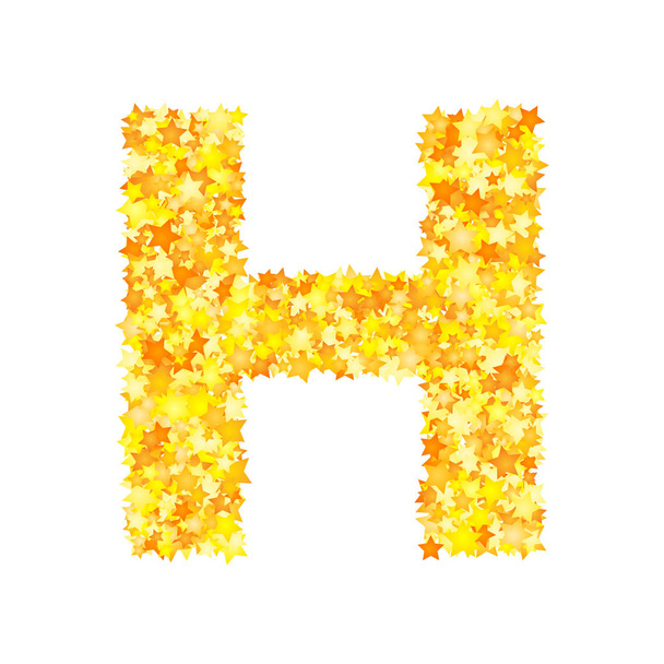 Vector yellow stars font, letter H - Vector, Image