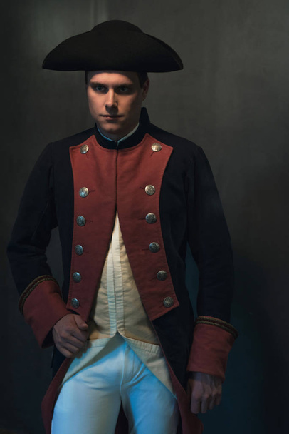 Serious historical regency man in hat and jacket. - Foto, Imagem