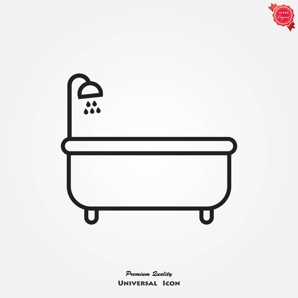 baignoire avec douche plat isolé sur fond blanc, vecteur, illustration
 - Vecteur, image
