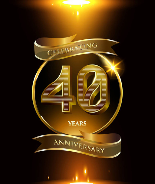 40 años logotipo aniversario de oro, fondo decorativo
 - Vector, Imagen