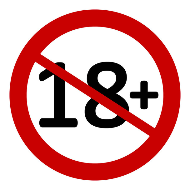 18 age restriction sign on white background. Vector illustration. - Vector, afbeelding