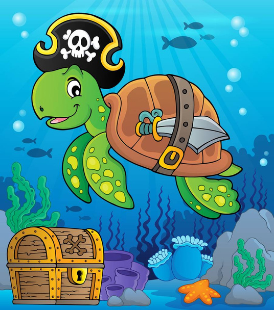 Pirate turtle theme image 2 - eps10 vector illustration. - Vetor, Imagem