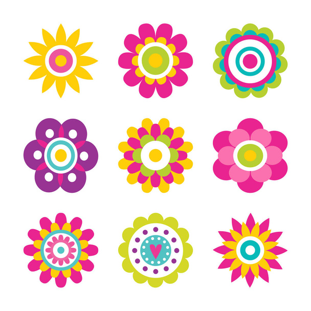 Flowers Blooming Collection Vector Illustration - Vector, Image