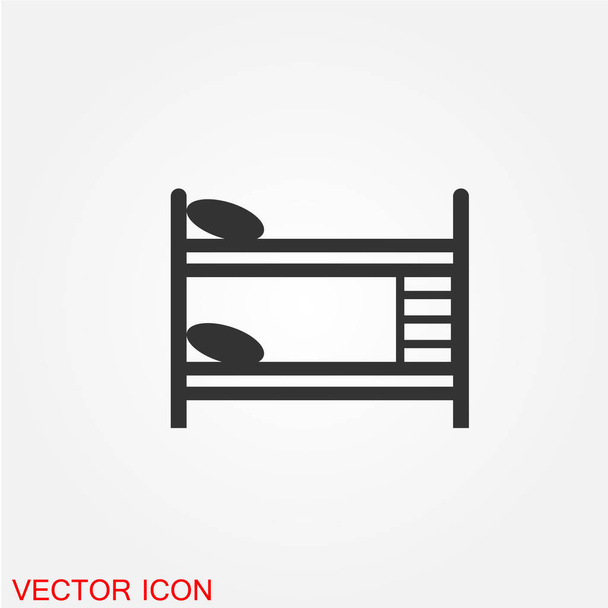 хостел двоярусне ліжко плоский значок ізольований на білому фоні, вектор, ілюстрація
 - Вектор, зображення
