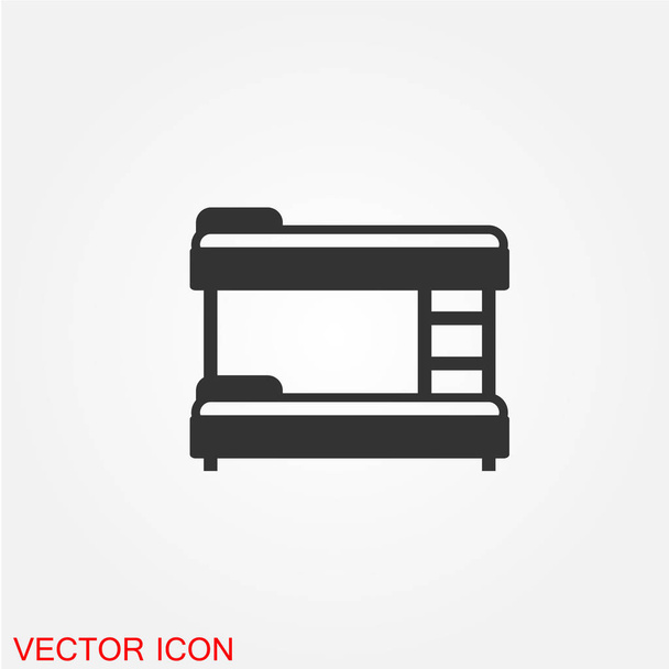 auberge lit superposé icône plate isolé sur fond blanc, vecteur, illustration
 - Vecteur, image
