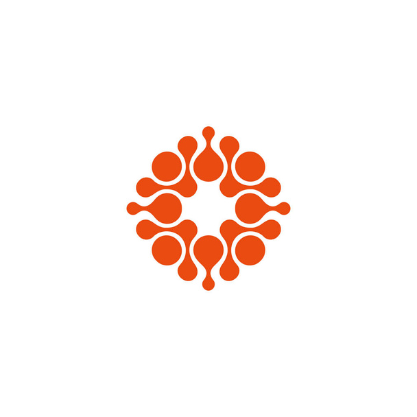 Cercles abstraits connectés.La forme ronde, minimaliste stylisé, modèle de logo de couleur orange.Cercles, communication, gouttes, filet, élément de logo croix.
. - Vecteur, image
