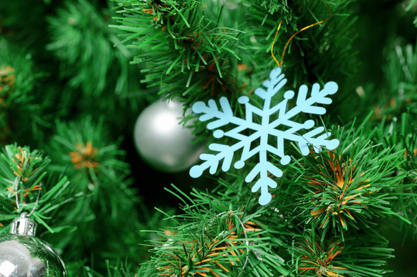 beautiful Christmas tree with decorations, close-up - Фото, изображение
